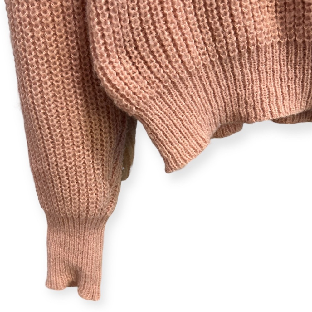 Pink Cropped Cardigan Pearl Button Lace Collar Coquette Cottagecore Womens Small - Picture 4 of 5